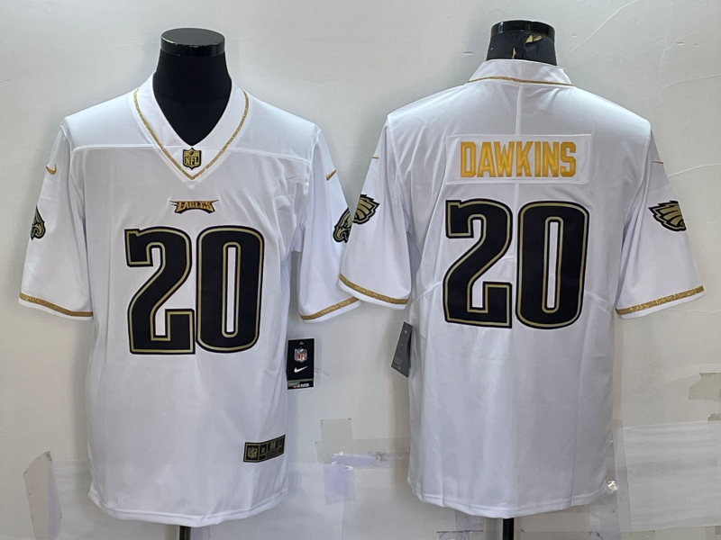 Men's White Gold Philadelphia Eagles #20 Brian Dawkins Limited Stitched Jersey